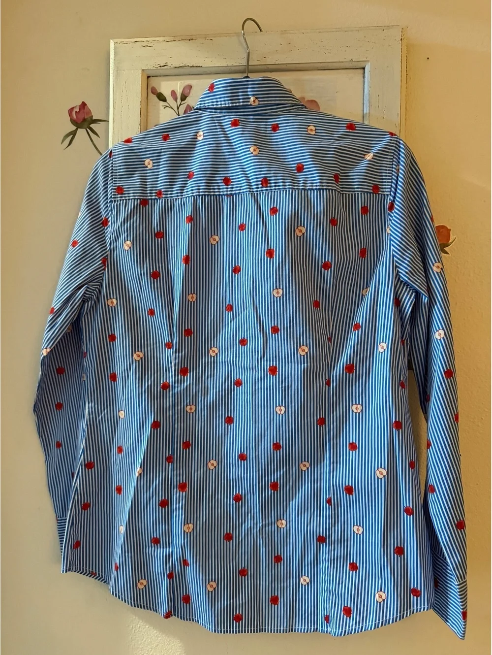 J.crew  Apples and Stripes Women’s Button Down Shirt size Small new